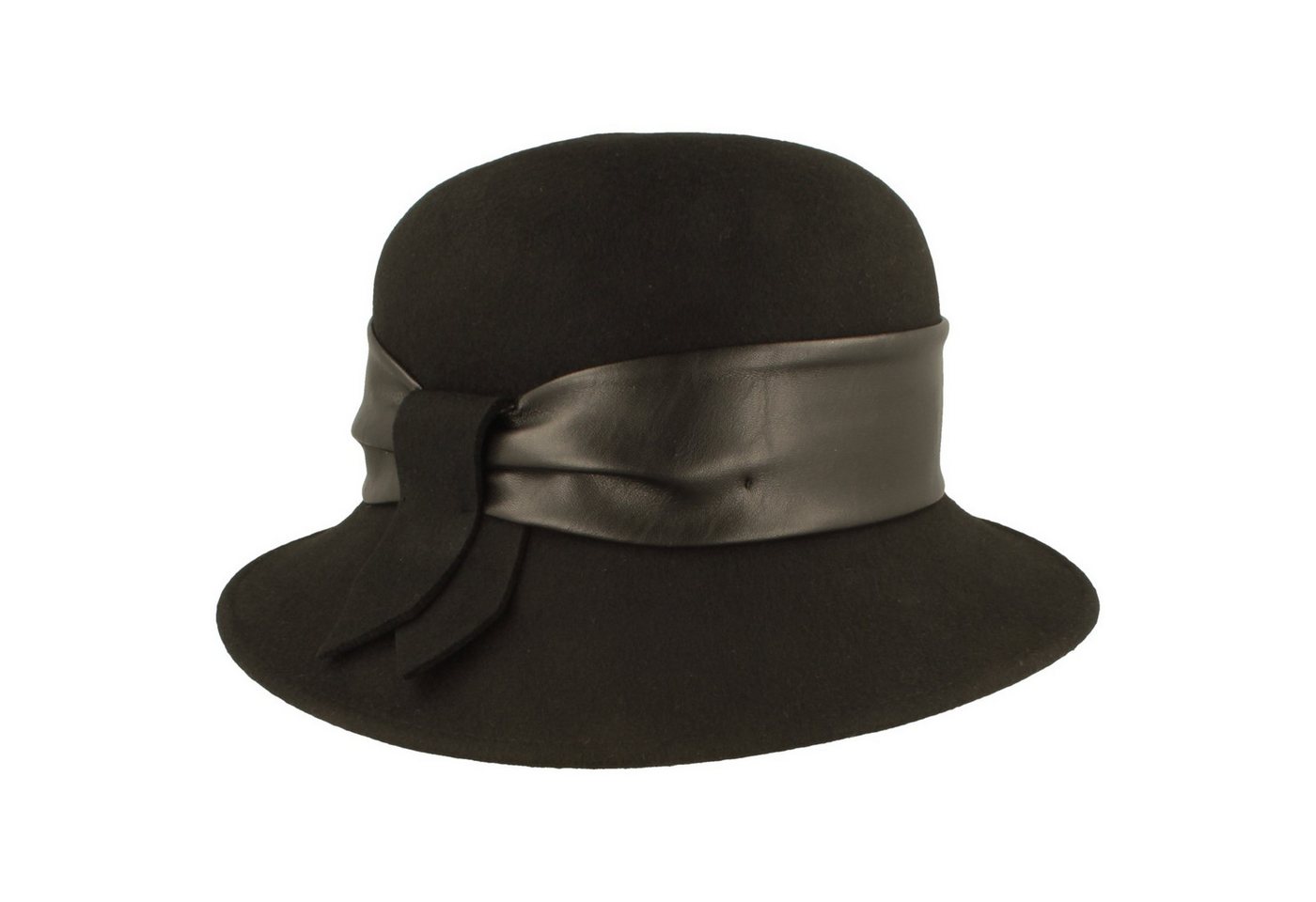 Breiter Filzhut Schicke Glocke aus Wolle mit Kunstlederband von Breiter