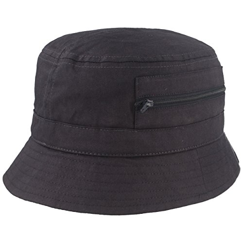 Breiter Fischer-Hut | Bucket-Hat | Sonnen-Hut – aus 100% Baumwolle - mit 2 integrierten Tasche – Waschbar & Faltbar – Blau - Größe 61 von Breiter