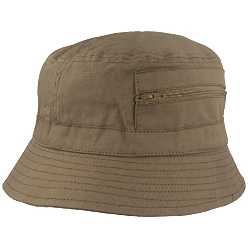 Breiter Fischer-Hut | Bucket-Hat | Sonnen-Hut – aus 100% Baumwolle - mit 2 integrierten Tasche – Waschbar & Faltbar – Oliv - Größe 59 von Breiter