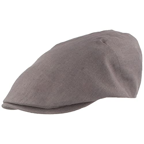 Breiter Herren Schiebermütze Flatcap Schirmmütze 100% Leinen, Futter 100% Baumwolle Leicht & Bequem Grau meliert fein 55 von Breiter