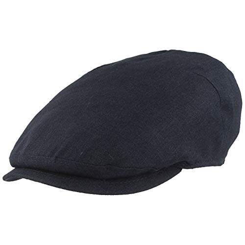 Breiter Herren Schiebermütze, Flatcap, Schirmmütze, 100% Leinen, Futter 100% Baumwolle, Leicht & Bequem Marine 58 von Breiter