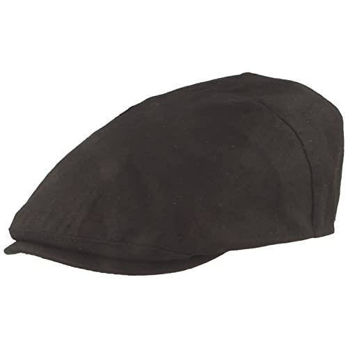 Breiter Herren Schiebermütze Flatcap Schirmmütze 100% Leinen, Futter 100% Baumwolle Leicht & Bequem Schwarz 59 von Breiter