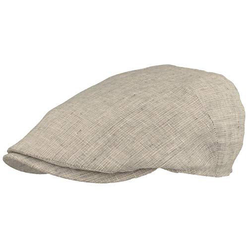 Breiter Herren Schiebermütze Flatcap Schirmmütze 100% Leinen, Futter aus 100% Baumwolle, Leicht & Bequem Grau 56 von Breiter