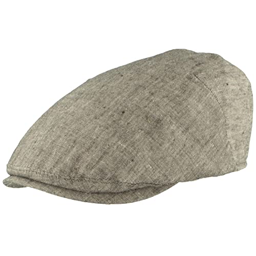 Breiter Herren Schiebermütze Flatcap Schirmmütze 100% Leinen, Futter 100% Baumwolle Leicht & Bequem Schwarz meliert 60 von Breiter