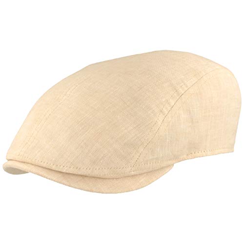 Breiter Herren Schiebermütze Flatcap Schirmmütze Leinen Innenfutter (as3, Numeric, Numeric_58, Natur) von Breiter