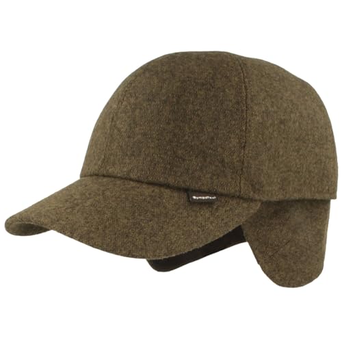 Breiter Herren Winter Baseball-Cap Schirmmütze Baseball Kappe mit Sympatex Membran & ausklappbarem Ohrenschutz – aus Wolle mit weichem Innenfutter - Grün Gemustert 59 von Breiter