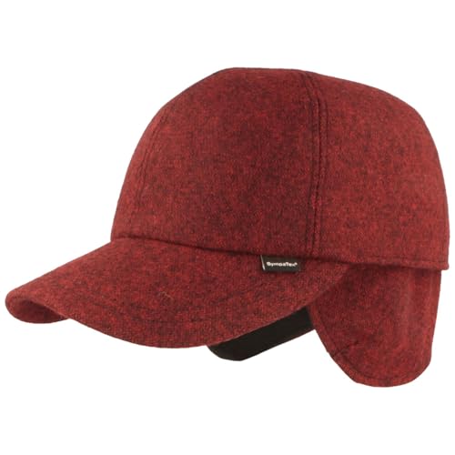 Breiter Herren Winter Baseball-Cap Schirmmütze Baseball Kappe mit Sympatex Membran & ausklappbarem Ohrenschutz – aus Wolle mit weichem Innenfutter - Rot Gemustert 58 von Breiter