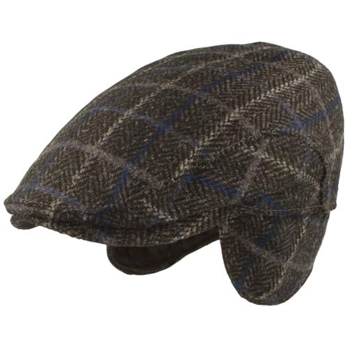 Breiter Herren Winter Schiebermütze mit Ohrenklappen Flatcap Schirmmütze 100% Wolle mit ausklappbarem Ohrenschutz Mütze 55 von Breiter