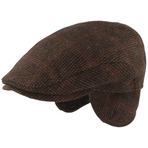 Breiter Herren Winter Schiebermütze mit Ohrenklappen Flatcap Schirmmütze 100% Wolle mit ausklappbarem Ohrenschutz Mütze 61 von Breiter