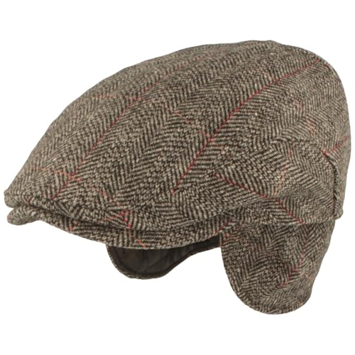 Breiter Herren Winter Schiebermütze mit Ohrenklappen Flatcap Schirmmütze 100% Wolle mit ausklappbarem Ohrenschutz Mütze 62 von Breiter