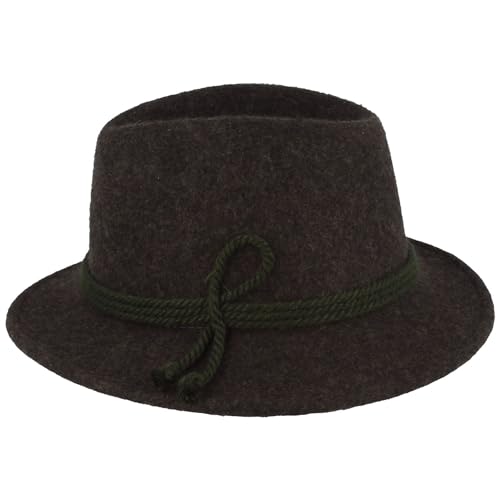 Breiter Kinder Trachtenhut Spitzkopf Wiesn-Hut für Kleinkinder aus 100% Wolle – 3-Fach Seidenkordel – für Mädchen & Junge Anthrazit 51 von Breiter