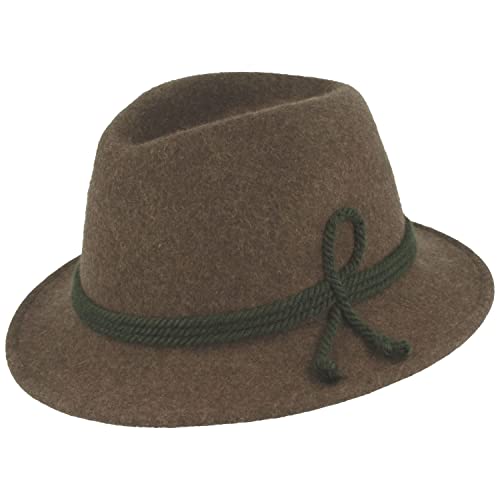 Breiter Kinder Trachtenhut Spitzkopf Wiesn-Hut für Kleinkinder aus 100% Wolle – 3-Fach Seidenkordel – für Mädchen & Junge Braun 51 von Breiter