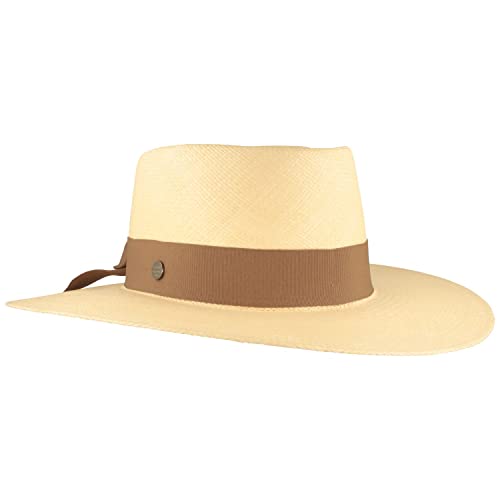 Breiter ORIGINAL Damen Panama Hut, Strohhut, Panama-Bolerohut, Sommerhut aus Ecuador, Traditionell Handgeflochten, UV-Schutz 50+, Beige, M von Breiter