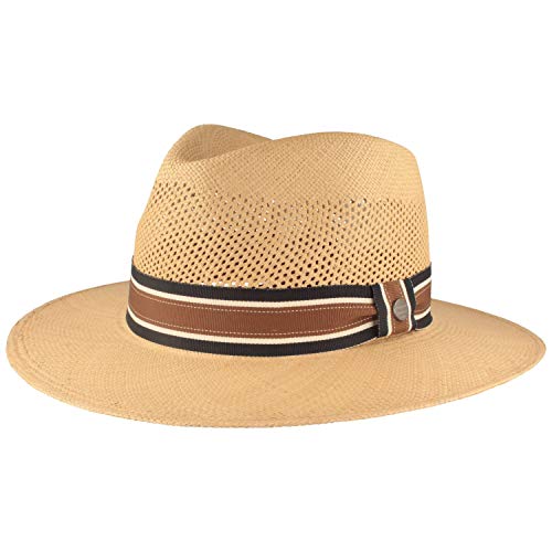 Breiter Original Panama Hut Strohhut Sommerhut aus Ecuador Traditionell Hut Handgeflochten mit ventilierter Krone - Traveller von Breiter