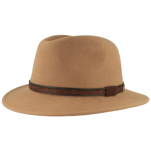 Breiter Outdoor Filz-Hut Trekking-Hut Wollhut aus 100% Wolle – Hut Wasserabweisend & Faltbar – mit Ledergarnitur - Für Herren & Damen von Breiter