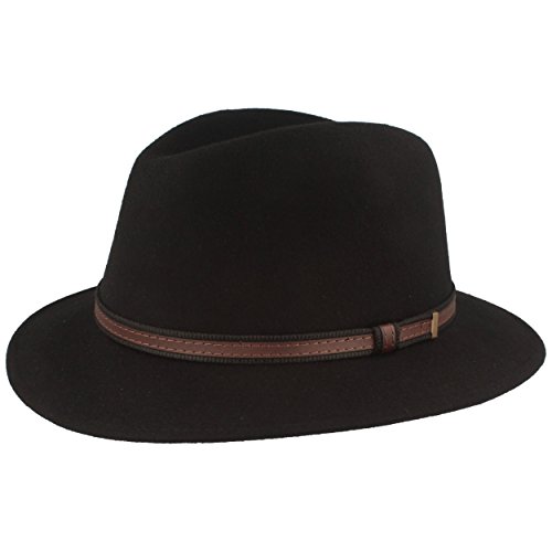 Breiter Outdoor Filz-Hut Trekking-Hut Wollhut aus 100% Wolle – Wasserabweisend & Faltbar – Mit Ledergarnitur - Für Herren & Damen von Breiter