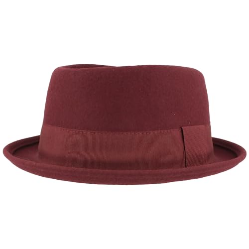 Breiter Rollbarer Filzhut Diamond Wollhut Wasserabweisend Pork Pie Hut knautschbar Bordeaux M von Breiter