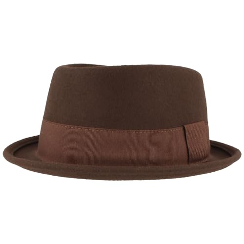 Breiter Rollbarer Filzhut Diamond Wollhut Wasserabweisend Pork Pie Hut knautschbar Dunkelbraun M von Breiter