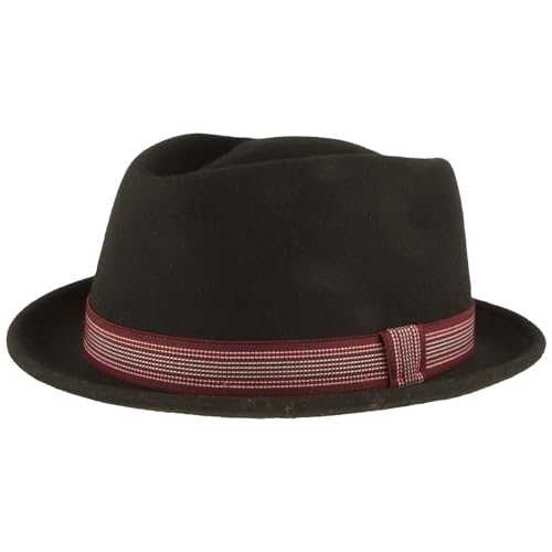 Breiter Rollbarer Filzhut Diamond Wollhut Wasserabweisend Pork Pie Hut knautschbar Schwarz Bordeaux L von Breiter