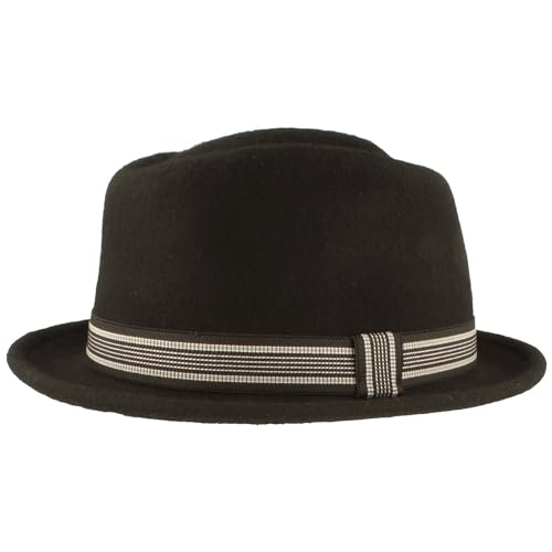 Breiter Rollbarer Filzhut Diamond Wollhut Wasserabweisend Pork Pie Hut knautschbar Schwarz Garnitur M von Breiter
