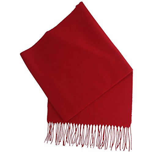 Breiter Schal aus 100% Cashmink für Damen Herren 180 x 30 cm mit Fransen super weich bequem Feuer von Breiter