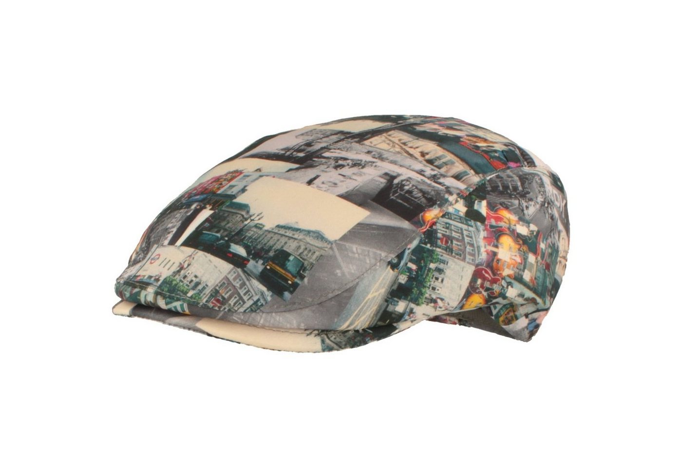 Breiter Schiebermütze Bunte Flatcap Street Print von Breiter