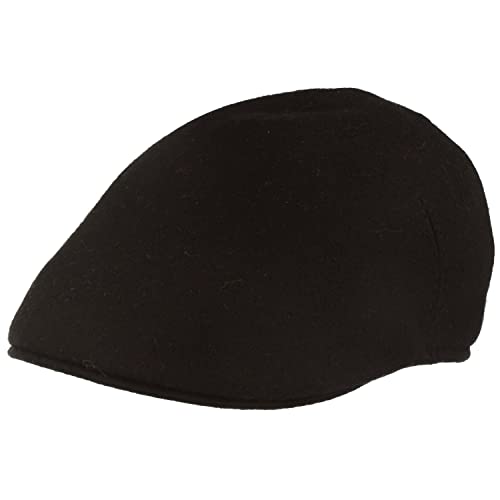 Breiter Schiebermütze Herren, Flatcap 100% Wolle, Schwarz L von Breiter