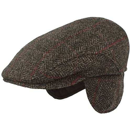 Breiter Schiebermütze Ohrenklappen Flatcap Newsboy Cap 100% Wolle Anthrazit 65 von Breiter