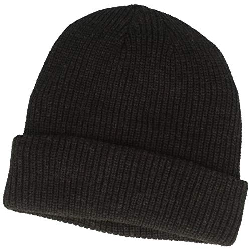 Breiter Strickmütze Beanie weiches Thinsulate™ Fleece-Futter 7 cm Umschlag Grau One Size von Breiter