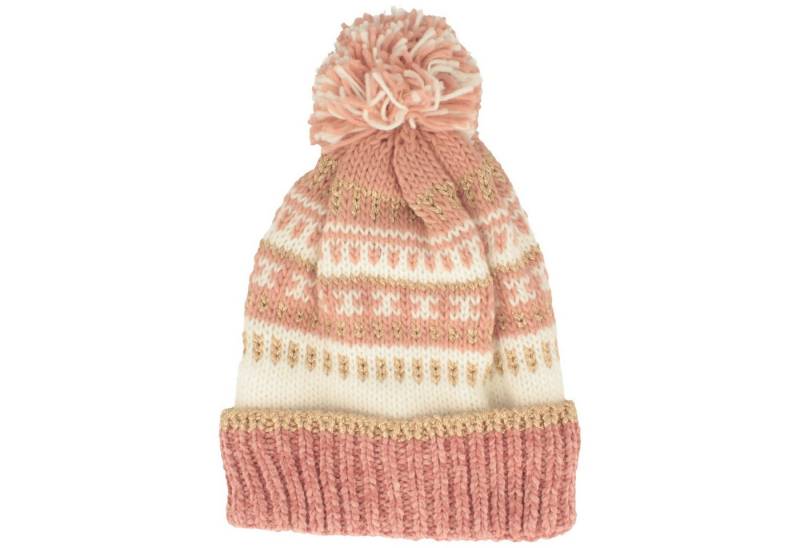 Breiter Strickmütze Bommelmütze für Mädchen mit Glitzer von Breiter