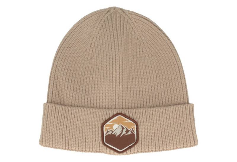 Breiter Strickmütze Kinder Rippstrick-Mütze mit Bergpatch von Breiter