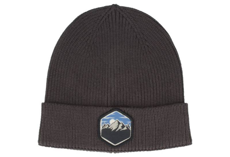 Breiter Strickmütze Kinder Rippstrick-Mütze mit Bergpatch von Breiter