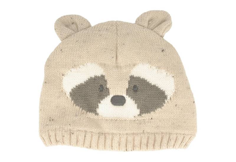 Breiter Strickmütze Kinder Wintermütze Waschbär mit weichem Fleecefutter von Breiter