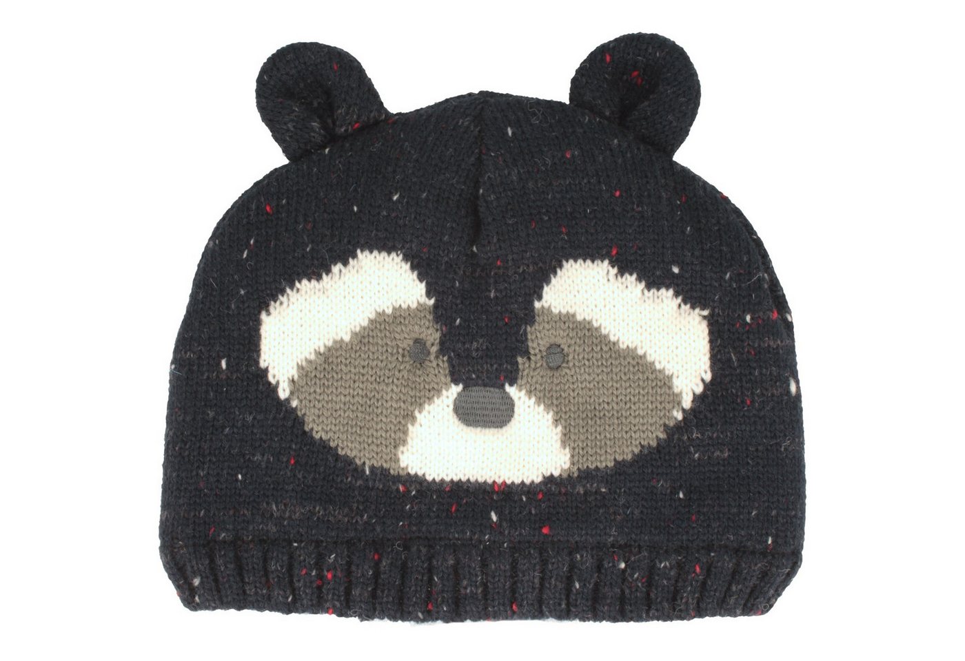 Breiter Strickmütze Kinder Wintermütze Waschbär mit weichem Fleecefutter von Breiter