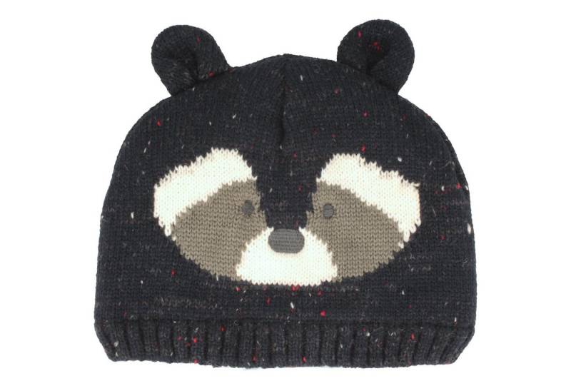 Breiter Strickmütze Kinder Wintermütze Waschbär mit weichem Fleecefutter von Breiter