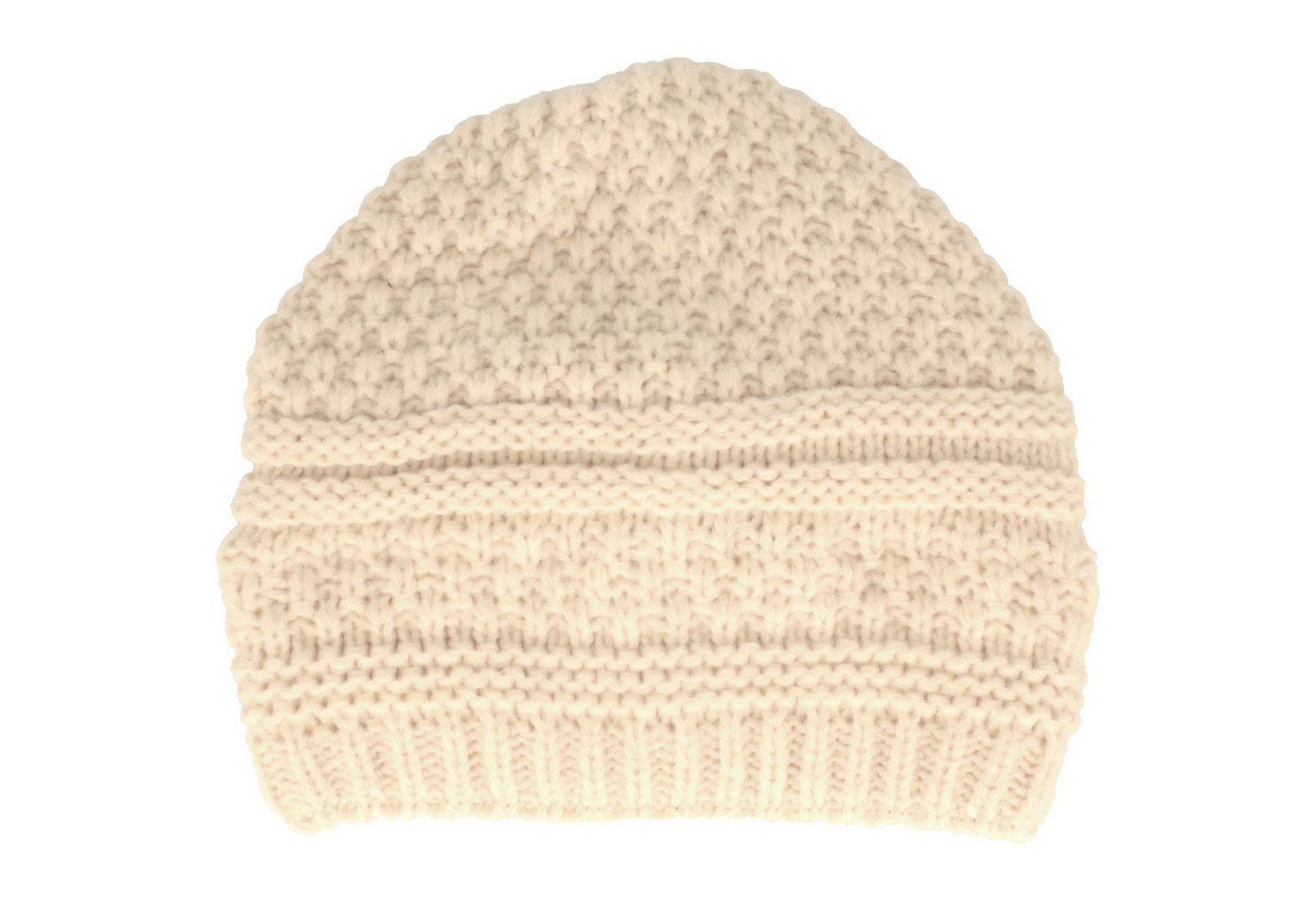 Breiter Strickmütze Weiche Damen Mütze mit groben Strickmuster und Fleecefutterband von Breiter