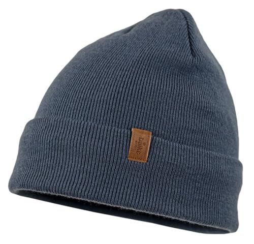 Breiter Strickmütze Wintermütze Beanie mit weichem Thinsulate-Futter Rauchblau One Size von Breiter