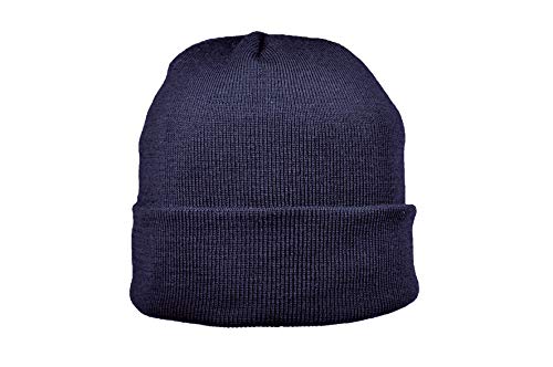 Breiter Strickmütze XXL für größere Köpfe, Wintermütze, Beanie aus Merinowolle, Marine, XXL von Breiter