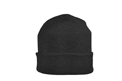 Breiter Strickmütze XXL für größere Köpfe, Wintermütze, Beanie aus Merinowolle, Schwarz, XXL von Breiter