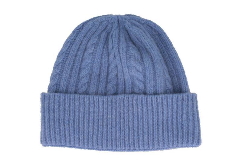 Breiter Strickmütze Zopf-Strickmütze mit Umschlag aus 100% Merinowolle von Breiter