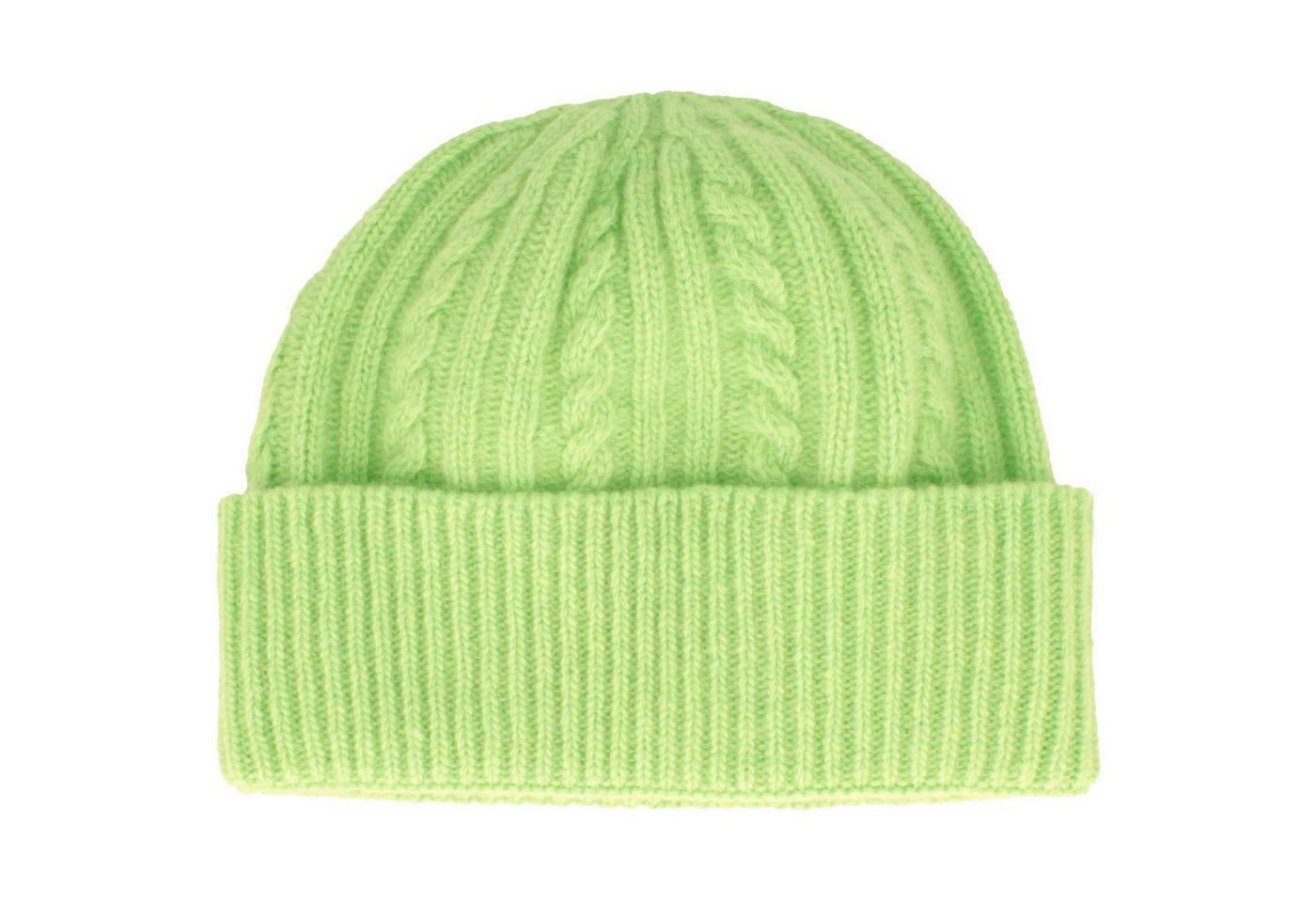 Breiter Strickmütze Zopf-Strickmütze mit Umschlag aus 100% Merinowolle von Breiter