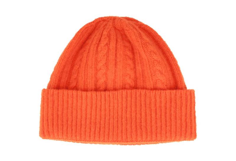 Breiter Strickmütze Zopf-Strickmütze mit Umschlag aus 100% Merinowolle von Breiter