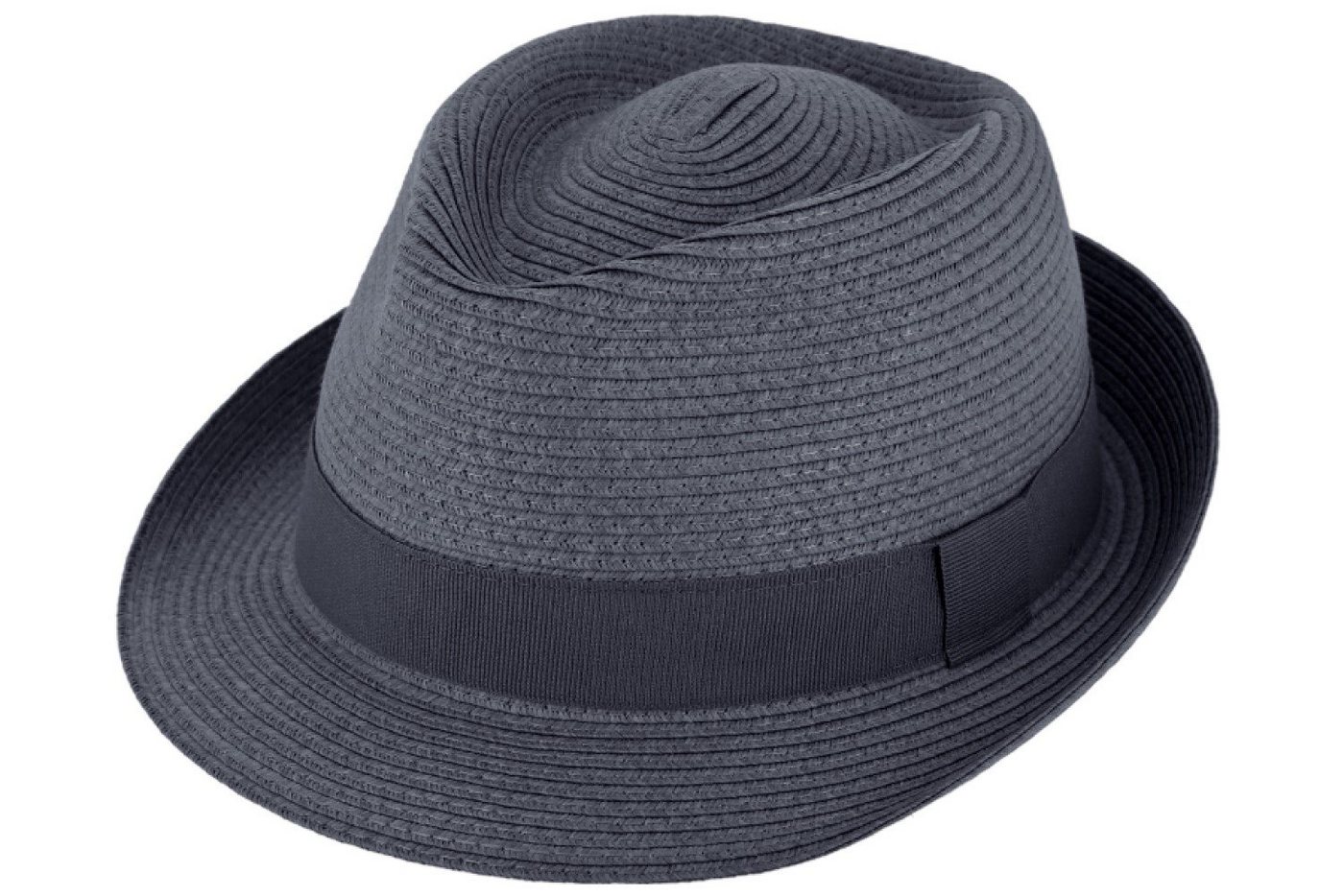 Breiter Strohhut Papier Trilby mit Ripsband rollbar von Breiter