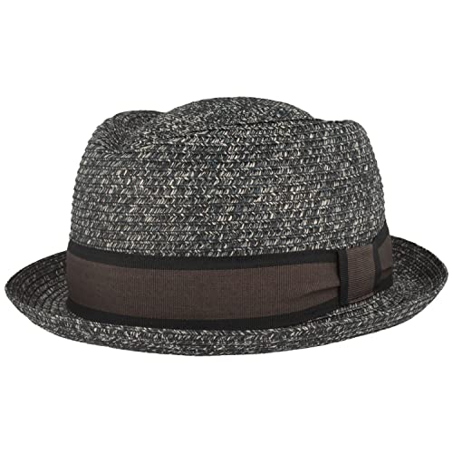 Breiter Strohhut Trilby, Sommerhut, Sonnenhut, knautschbar, einfarbige Ripsband-Garnitur, Hautfreundlich, Jeans meliert L von Breiter