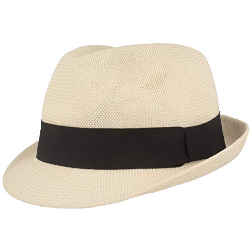 Breiter Strohhut Trilby, Sommerhut, Sonnenhut, knautschbar, einfarbige Ripsband-Garnitur, Hautfreundlich & Bequem, Weiß Uni XL von Breiter