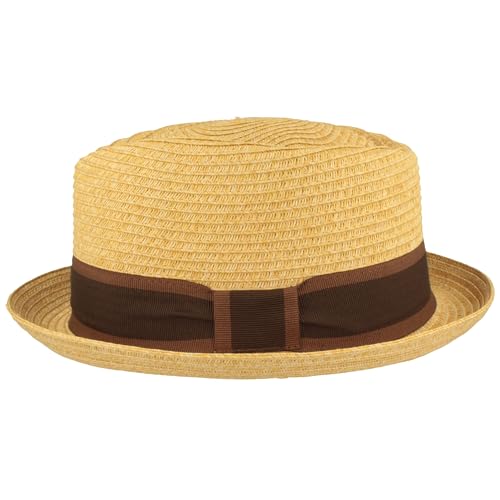 Breiter Strohhut Trilby Sommerhut Sonnenhut knautschbar Hut einfarbige Ripsband-Garnitur Hautfreundlich Trendbeige S von Breiter