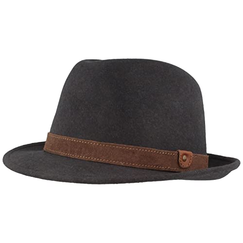 Breiter Trilby Knautschbar Filzhut schmale Krempe Wollfilz blau L 58-59 von Breiter