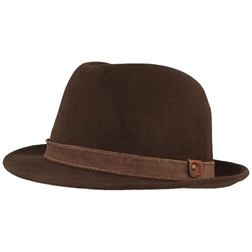 Breiter Trilby Knautschbar Filzhut schmale Krempe Wollfilz braun L 58-59 von Breiter