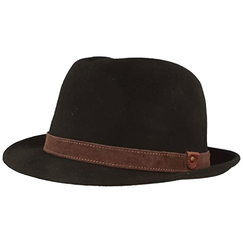 Breiter Trilby Knautschbar Filzhut schmale Krempe Wollfilz schwarz L 58-59 von Breiter