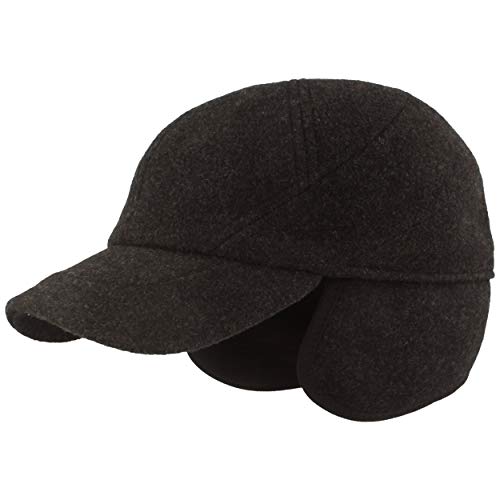 Breiter Winter Baseball Cap, Schirmmütze mit Teflon® Membran, ausklappbarer Ohrenschutz, Wolle, Grau 55 von Breiter